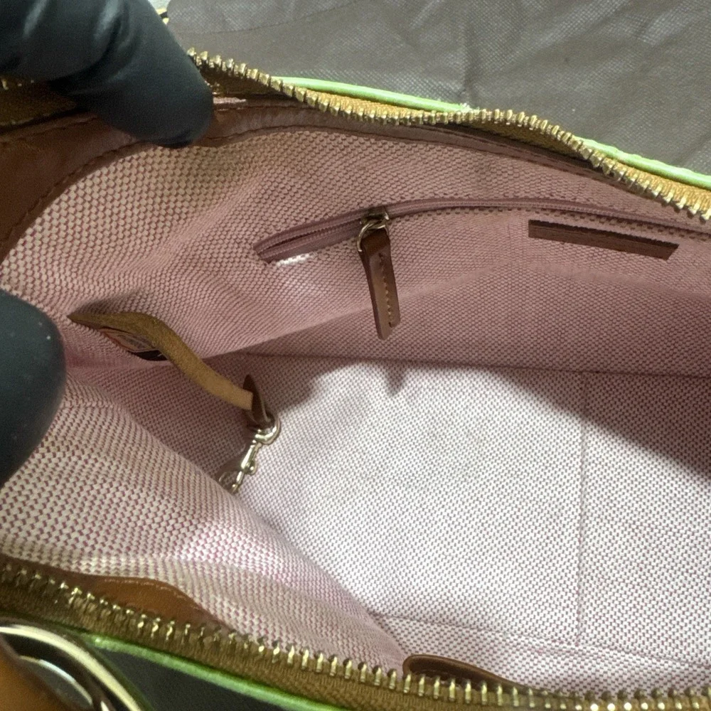 Vintage Dooney & Bourke Green Crocodile Embossed Medium Hobo Bag Purse J599095